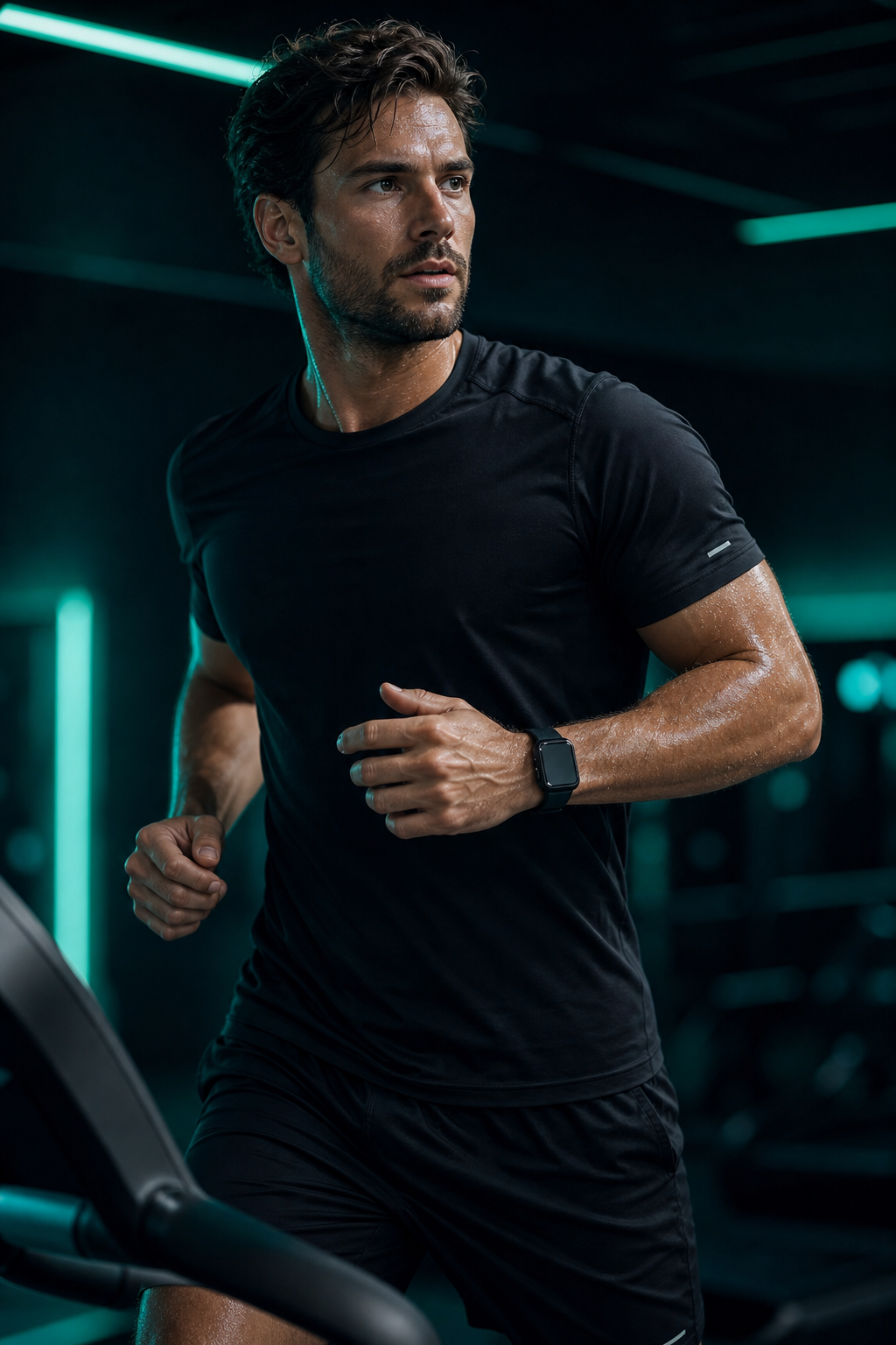 Runner wearing a smartwatch while training